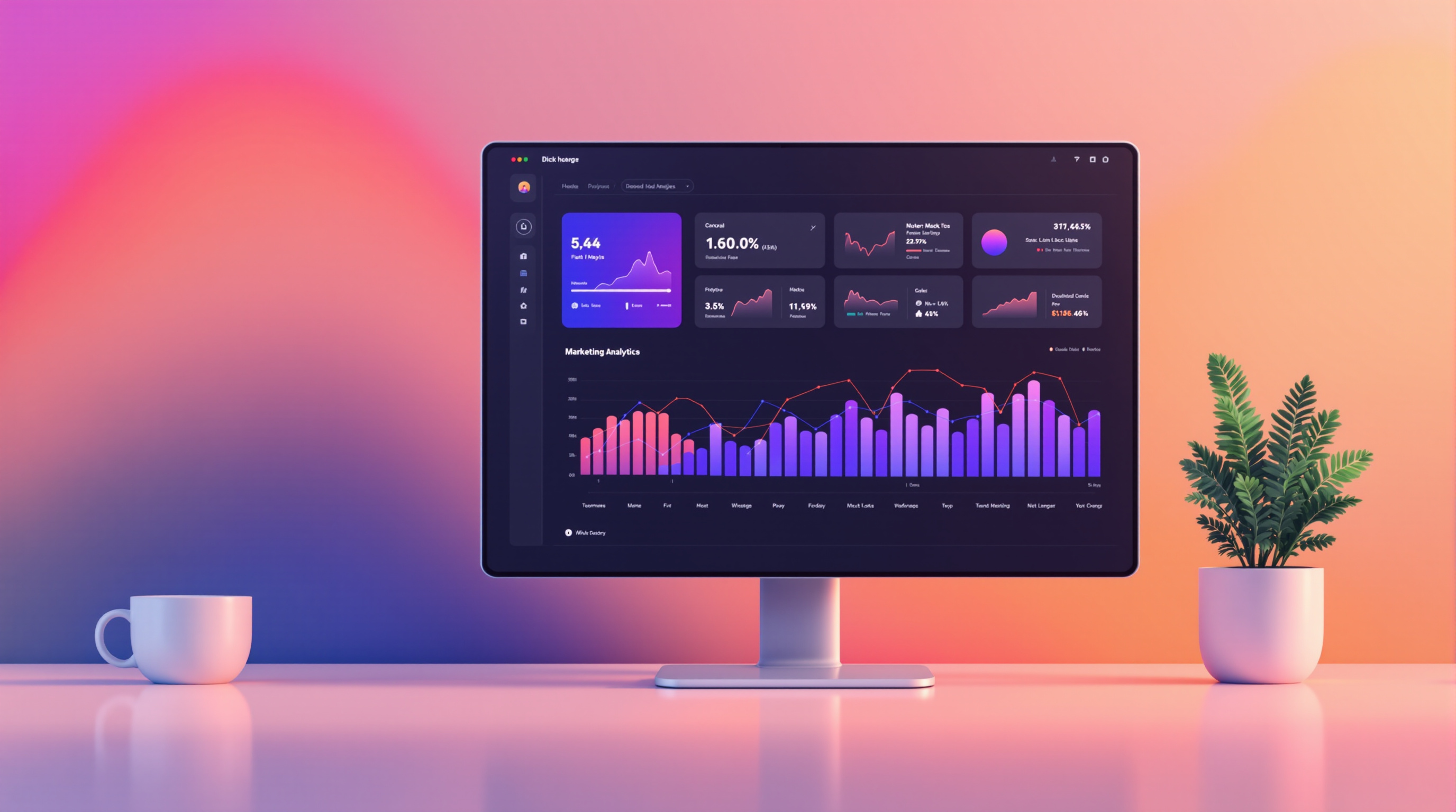 AI-иллюстрация связи контента и аналитики; не реальные данные клиента