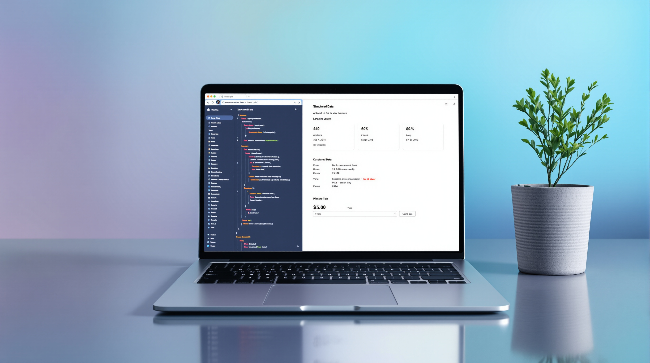 Скриншот интерфейса платформы с примером автоматической расстановки Schema.org разметки и FAQ-блоков для оптимизации страницы под AI-ответы.