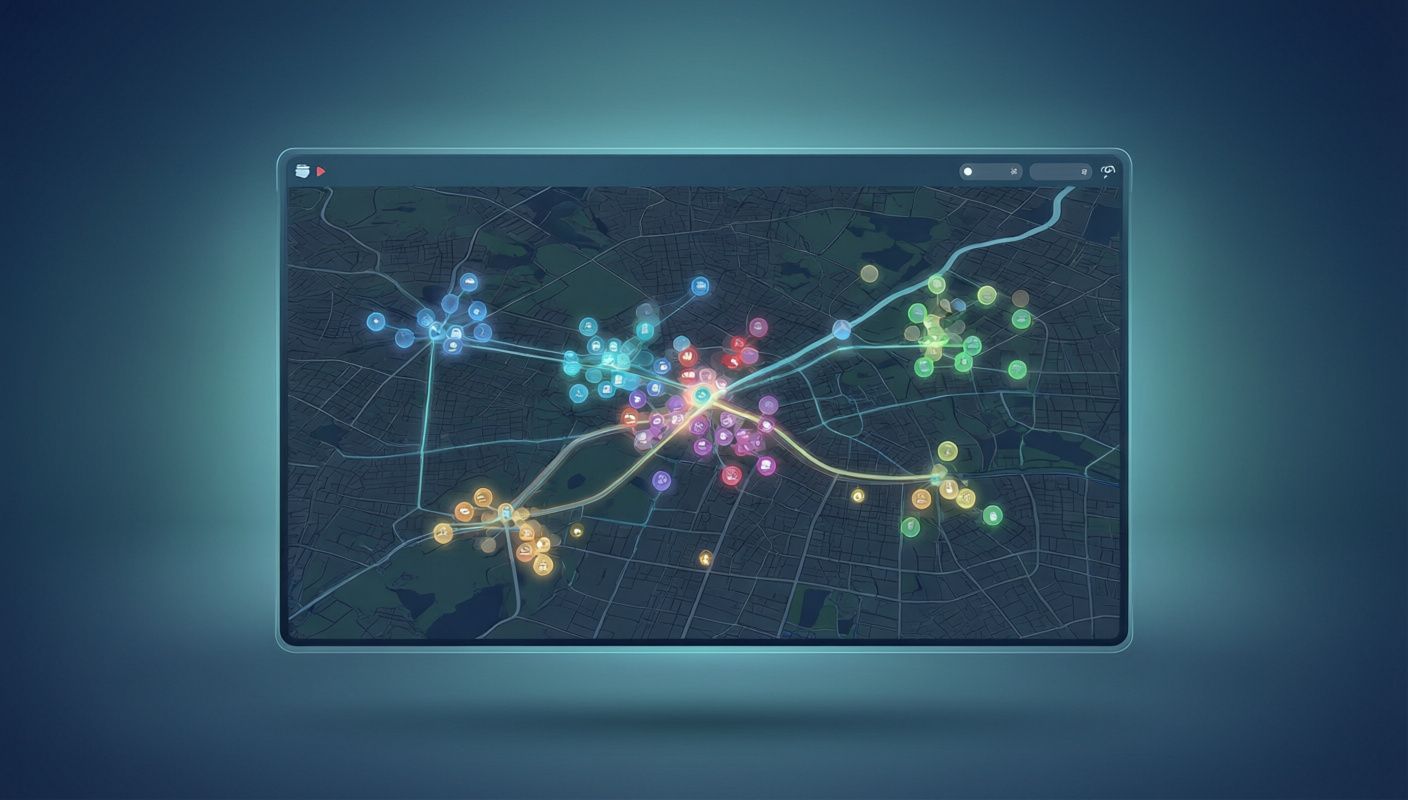 Визуализация карты целевого спроса GrowPages, показывающая кластеры поисковых запросов, связанных с задачами покупателей и продуктами компании
